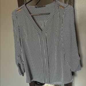 Black and White Striped Women's Top